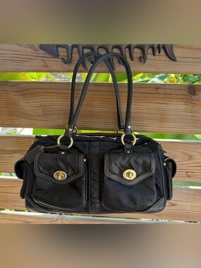 Coach Black Y2K Legacy turnlock leather and nylon